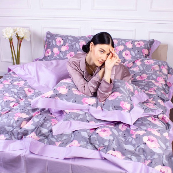 Фото - Комплект постільної білизни MirSon Satin print Elit Aster 143х210х2 см (2200005393864)